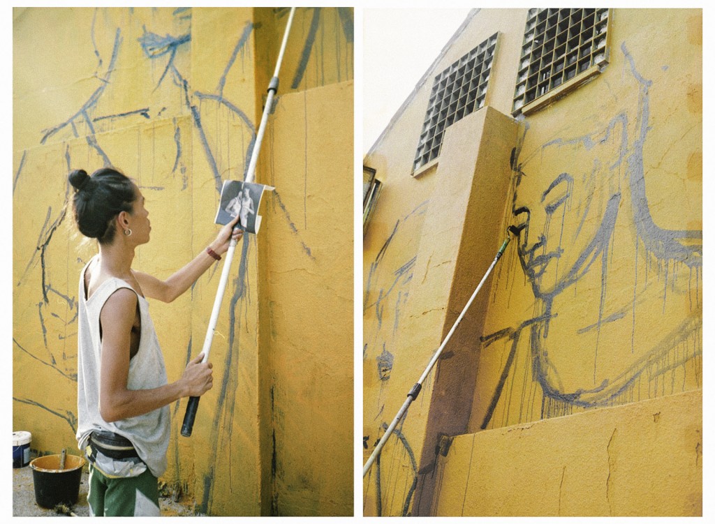 An Wei pintando un mural. Fotos de I, Me, Mine! 